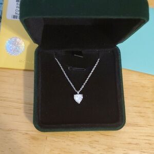 New 1 Ct. Moissanite Heart Shape Solitaire on 925 Sterling Silver Chain
